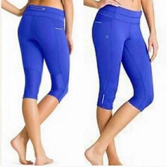 Athleta Dobby Be Free Cropped Workout Leggings 💙 Bright Blue S - Picture 1 of 10